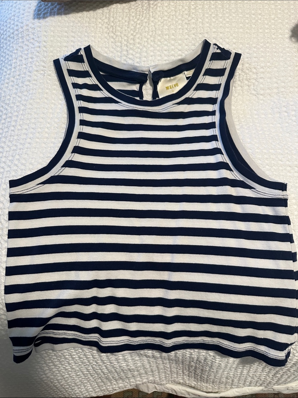 Maeve Navy and White Striped crop tank